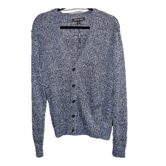 Michael Kors Men's Heathered Blue Cardigan New Without Tags - Picture 1 of 4